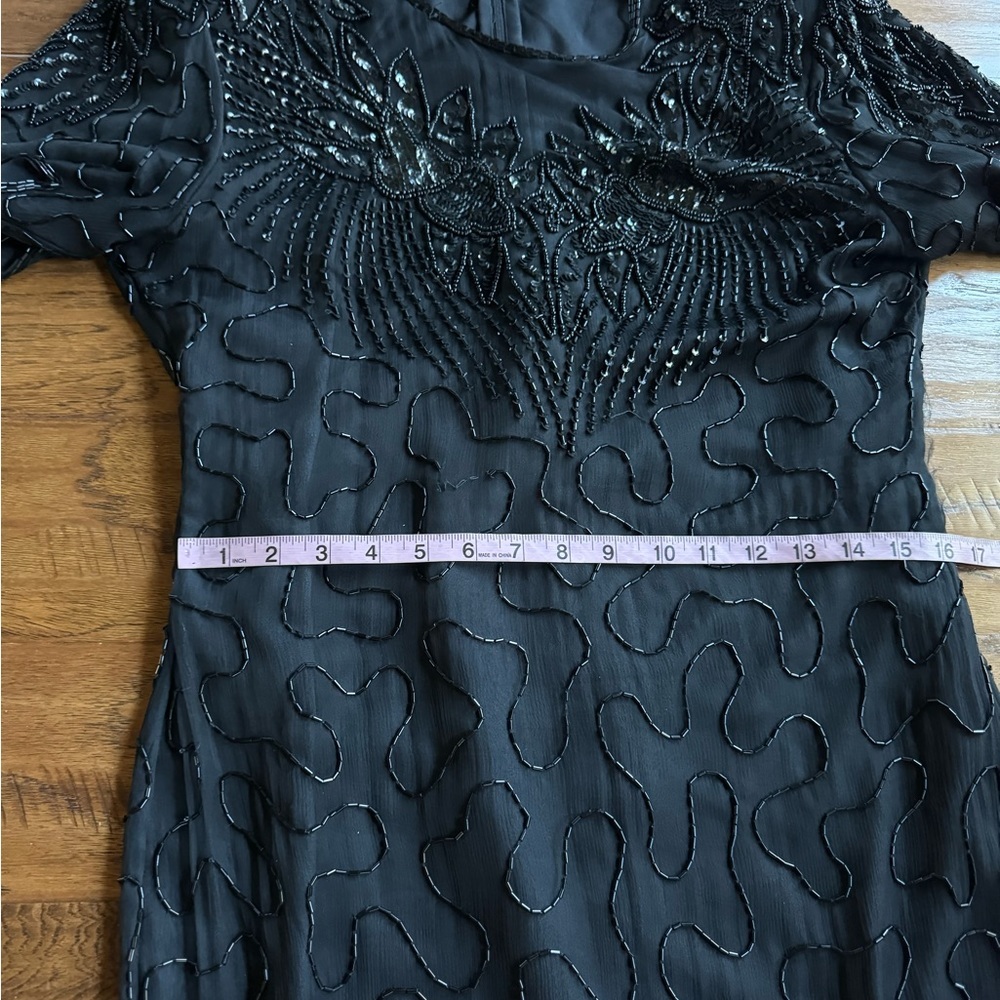 Vintage Lawrence Kazer Silk Black Beaded Gown - Picture 15 of 17